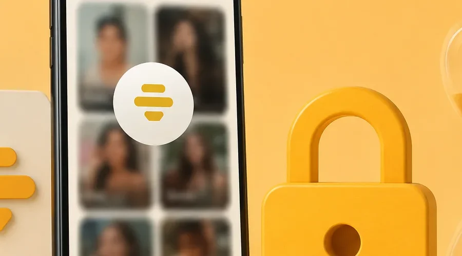 Smartphone beside a padlock and hourglass, illustrating the Bumble like limit and 24-hour swipe reset.